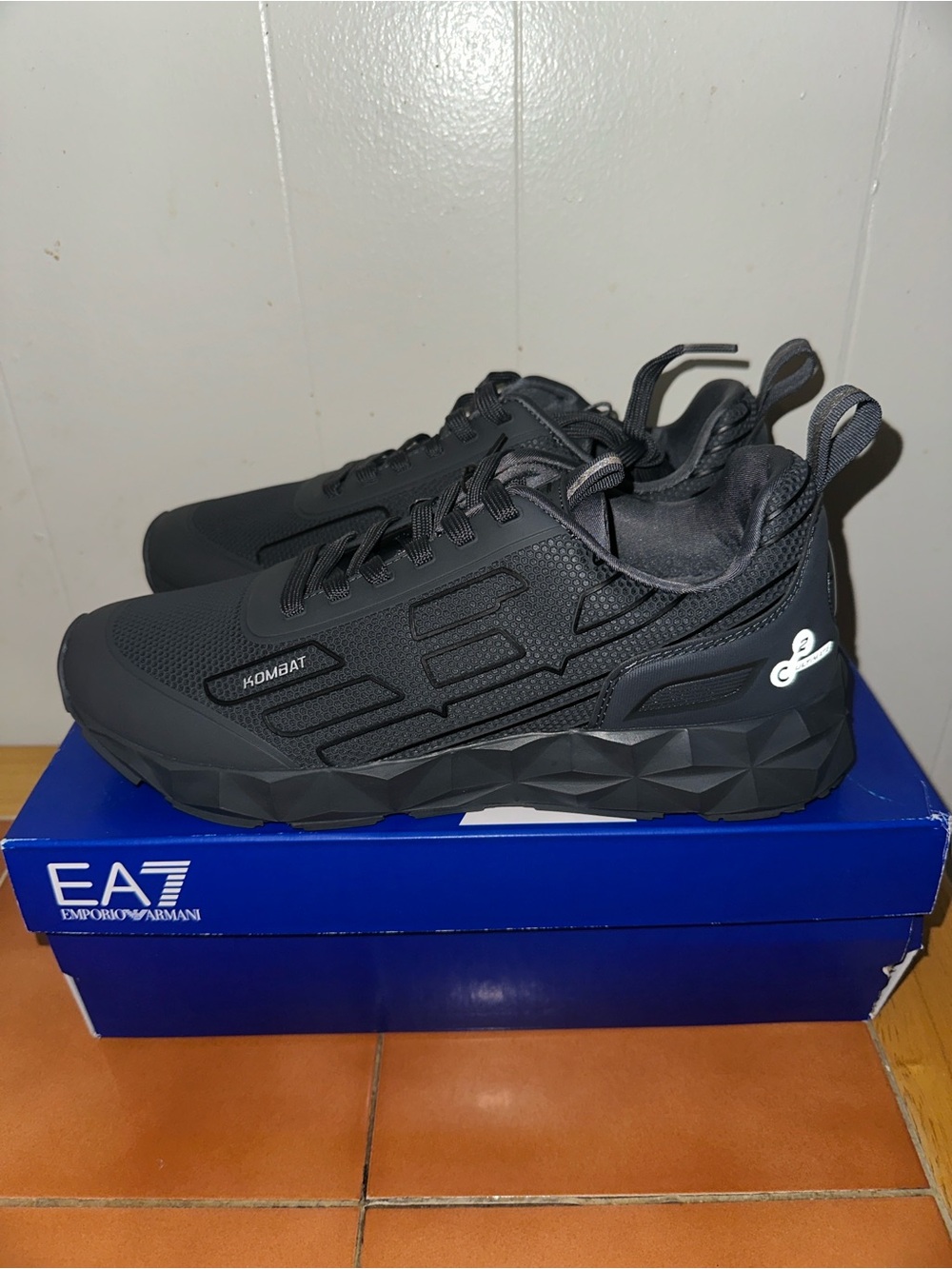 Emporio Armani Men’s Black Low-Top Combat Sneakers